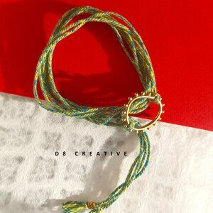 Gold circle with cotton chain 2 style for wear necklace and bracelet 2 colors